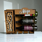 Adega de Parede em MDF Premium – Porta Vinhos, Taças e Rolhas Decorativo