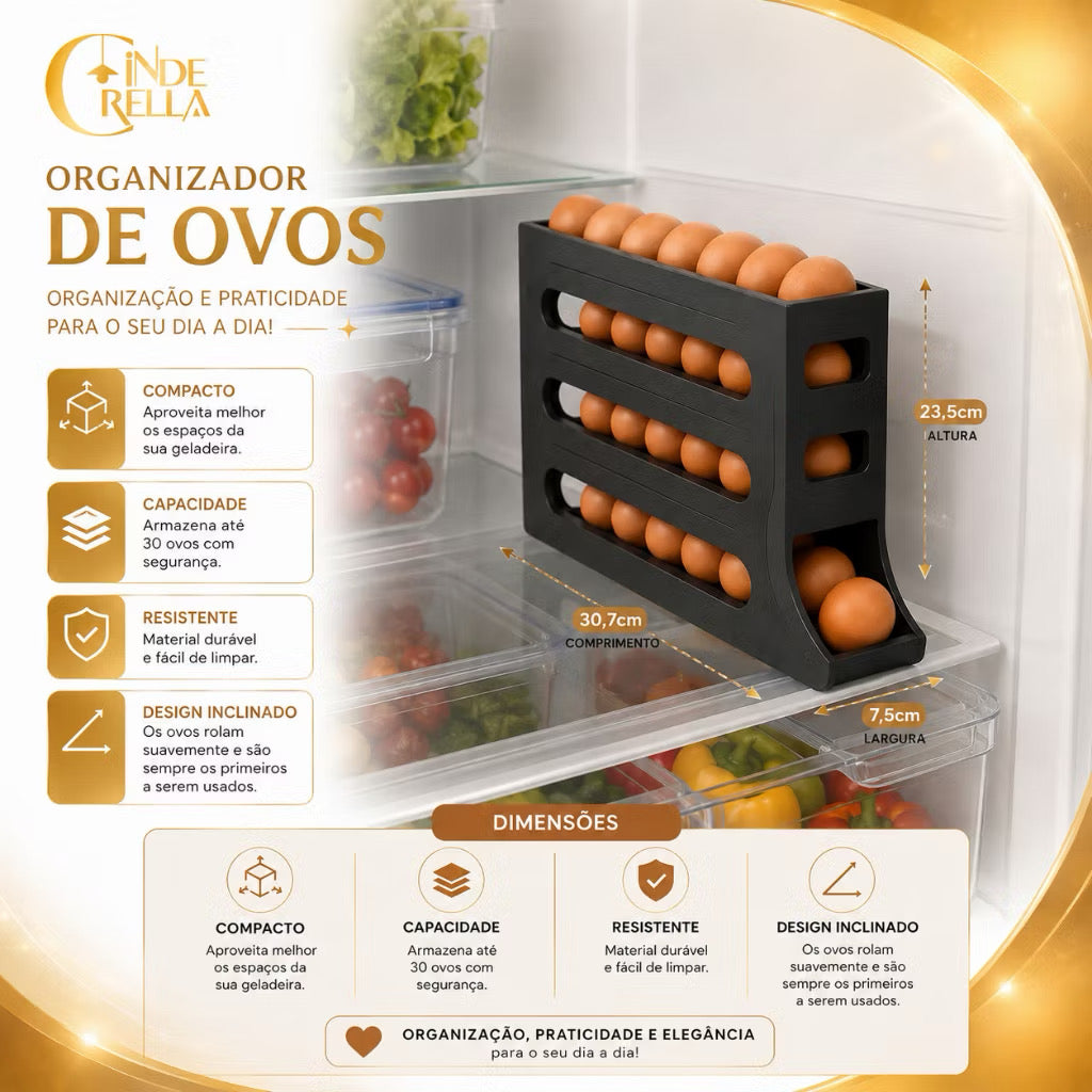 Porta Ovos 4 Andares Deslizante – Organize sua Geladeira  🥚✨ (Cópia)