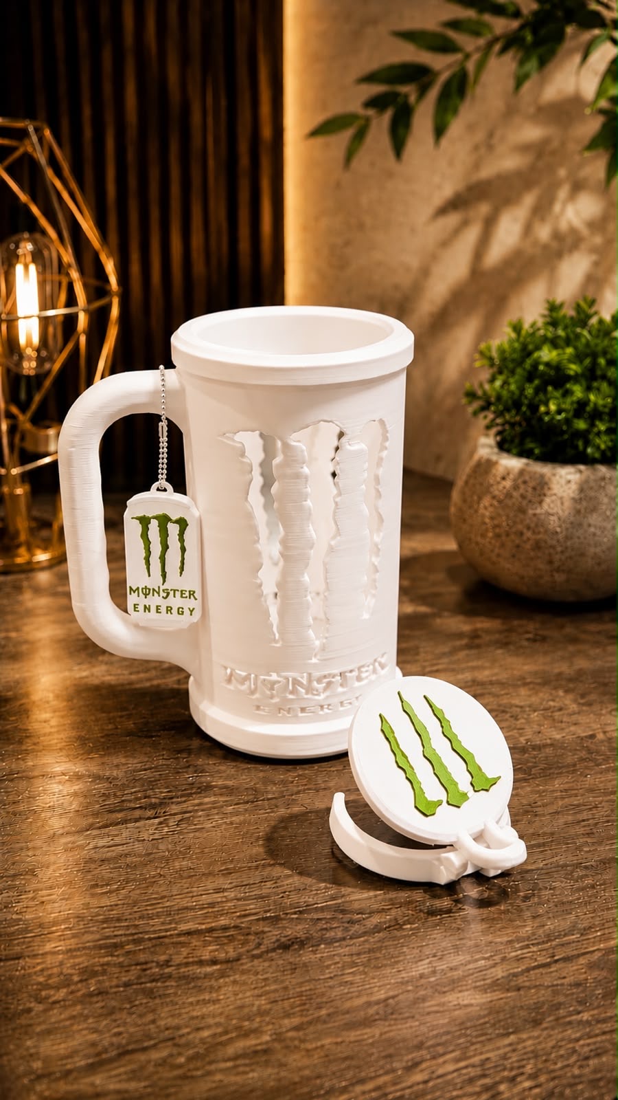 Kit Porta Energético 473ml Estilo Monster com Tampa e Abridor de Lat