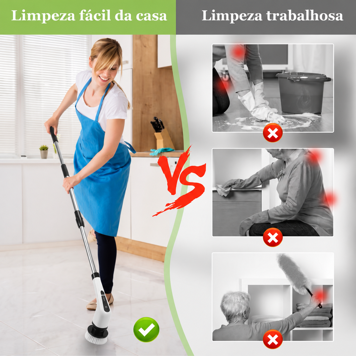 Escova de limpeza 9 em 1 recarregáveis elétrica giratória com cabo alongador