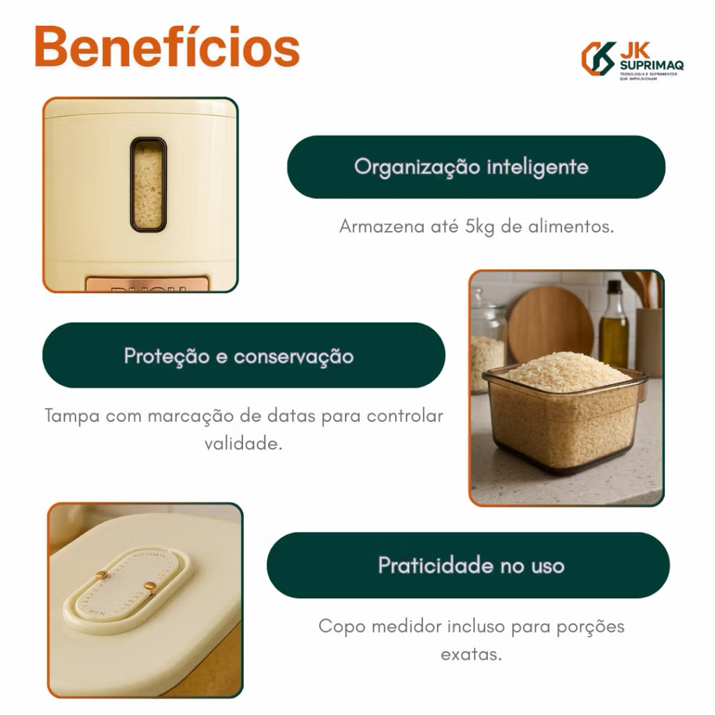 🛒 Dispenser 5KG: Economia, Organização e Estilo em Um Só Produto