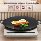 .	Frigideira Grill Antiaderente Redonda – Ideal para Churrasco, Bifes, Peixes e Legumes