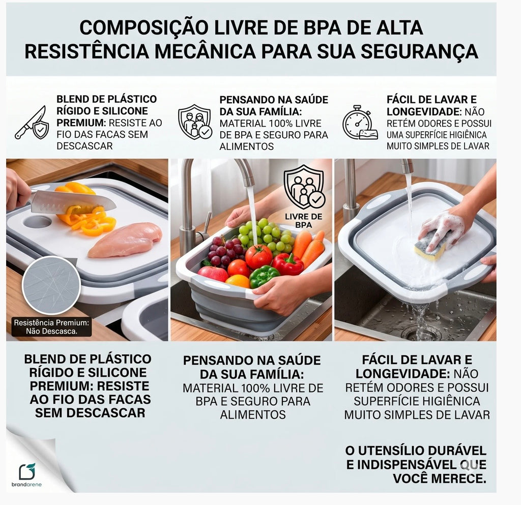Tábua de Corte e Bacia Retrátil Multiuso
