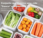 Kit 3 caixas Hermética para geladeira cestas conjunto com tampa cesta de drenagem grande
