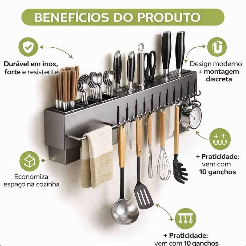 Suporte Para Armazenamento De Facas Ganchos Talheres Utensílios De Cozinha De Ferro
