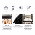 Guarda-Roupa Portátil Dobrável com Capa Protetora – Organizador 4 Divisória