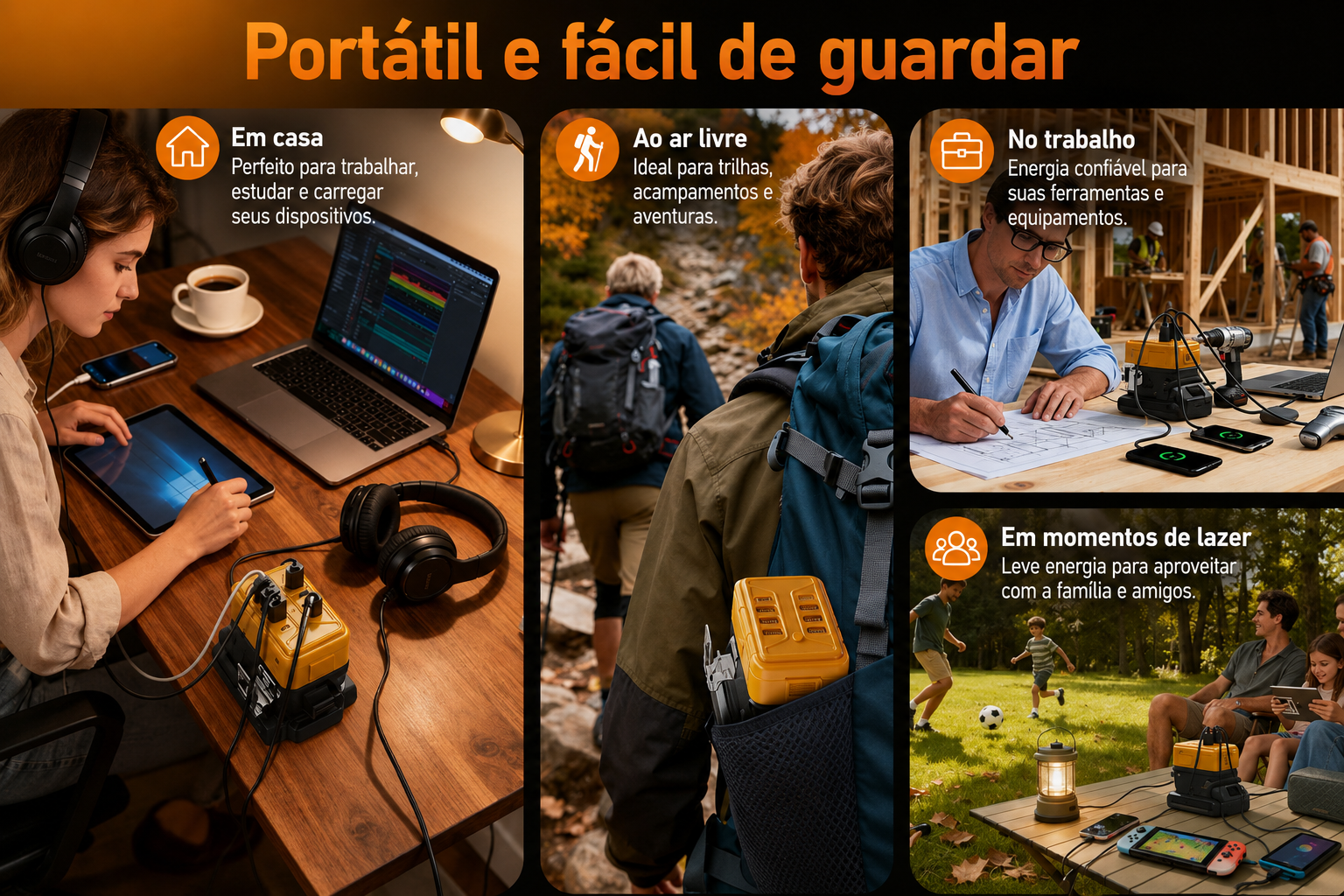 Inversor de Energia portátil compatível com bateria Dewalt 20v 8 portas para conversor de Energia Dewalt carregamento