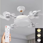 Ventilador de teto Lustre LED E27 silencioso com controle remoto 4 mini hélices integradas Bivolt