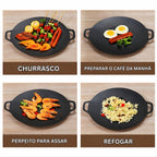 .	Frigideira Grill Antiaderente Redonda – Ideal para Churrasco, Bifes, Peixes e Legumes