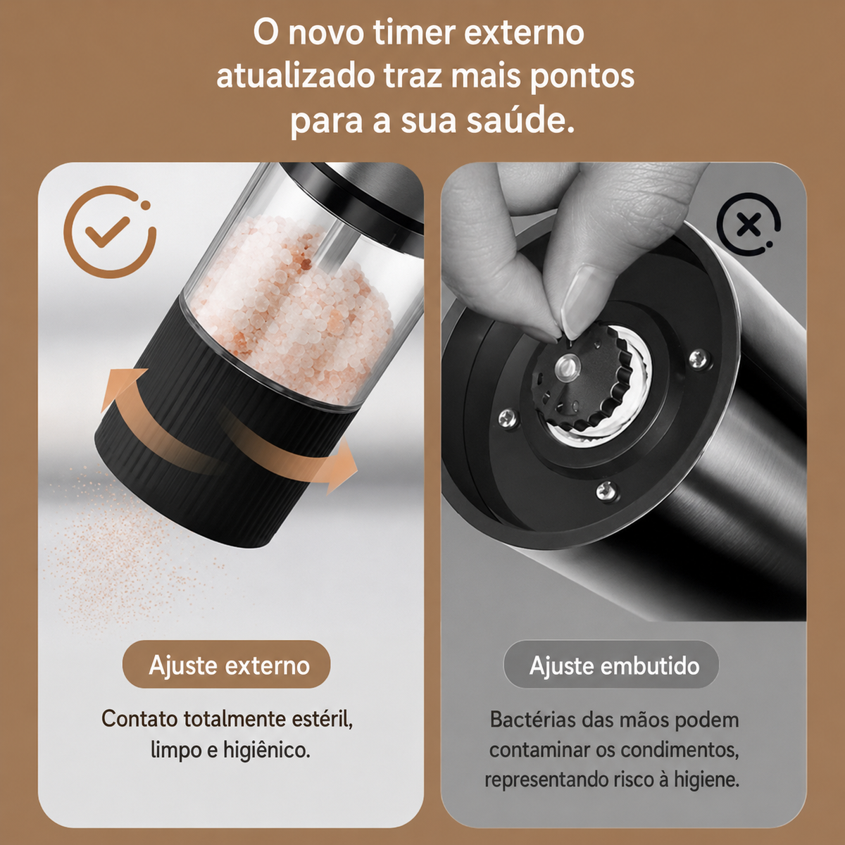 Moedor de pimenta automático recarregáveis ideal para cozinhar
