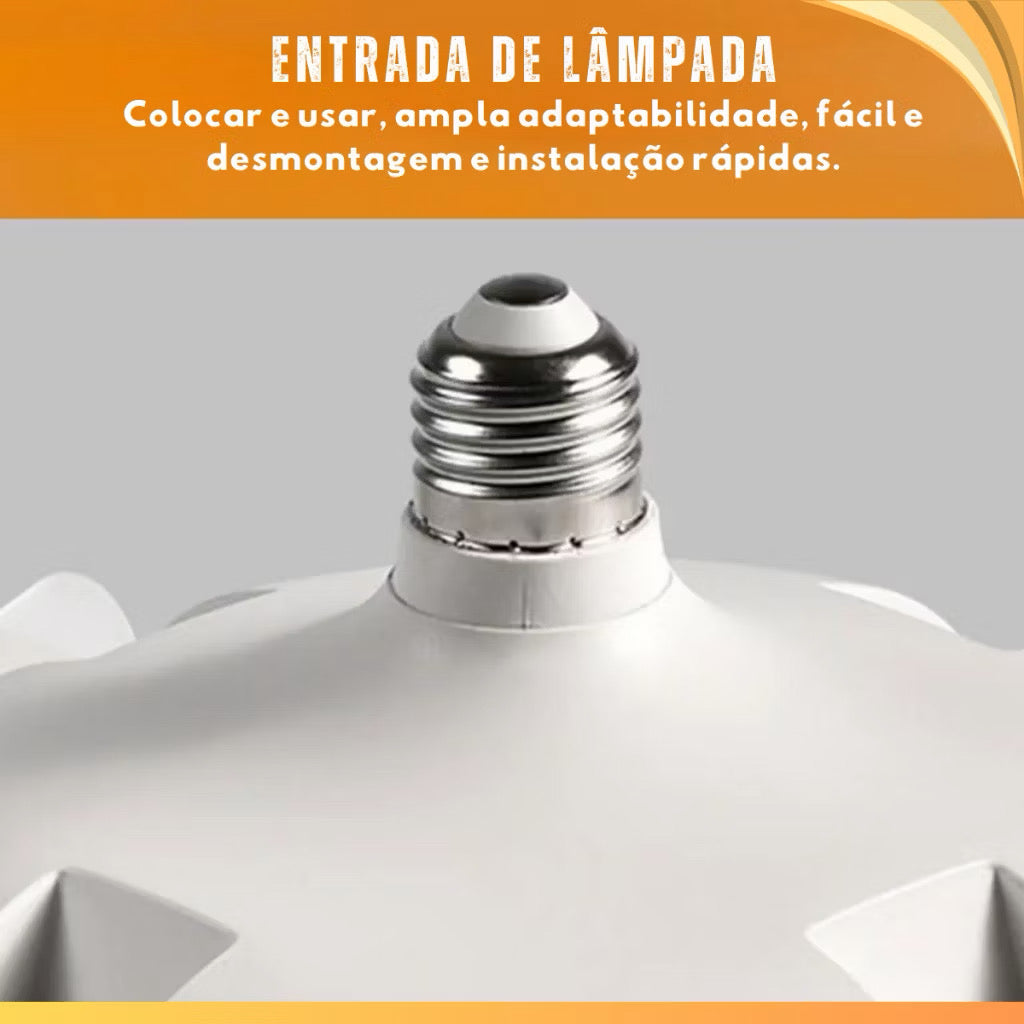 Ventilador de teto Lustre LED E27 silencioso com controle remoto 4 mini hélices integradas Bivolt