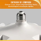 Ventilador de teto Lustre LED E27 silencioso com controle remoto 4 mini hélices integradas Bivolt