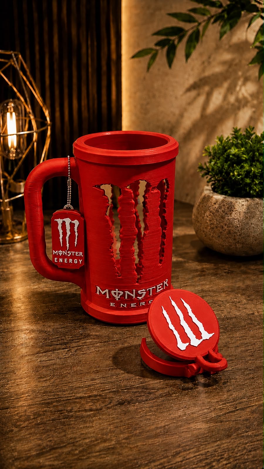 Kit Porta Energético 473ml Estilo Monster com Tampa e Abridor de Lat