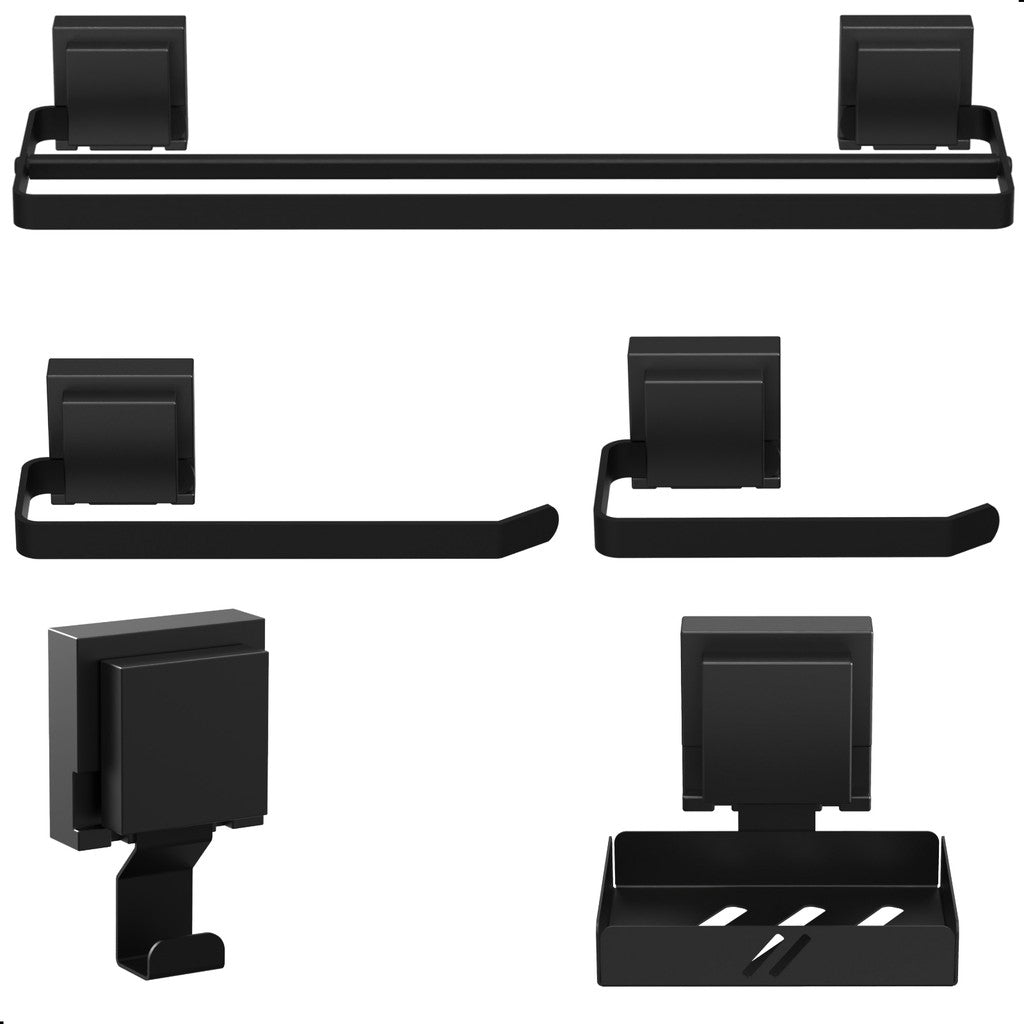 Kit Acessórios Para Banheiro  5 Peças Inox Grafite Escovado
