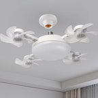 Ventilador de teto Lustre LED E27 silencioso com controle remoto 4 mini hélices integradas Bivolt