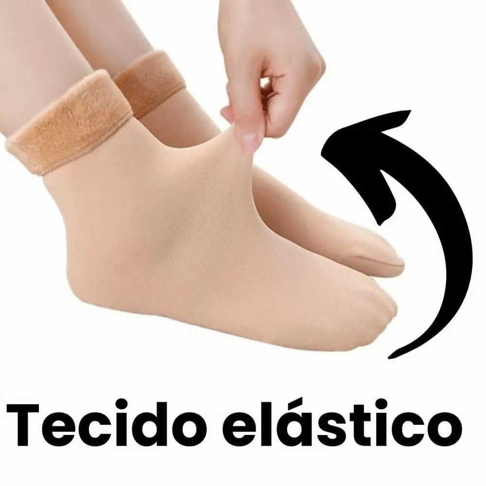 Kit de meias térmicas grossa soquete flaneladas fleece inverno frio intenso