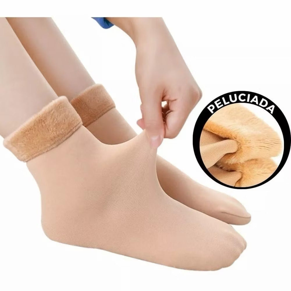 Kit de meias térmicas grossa soquete flaneladas fleece inverno frio intenso
