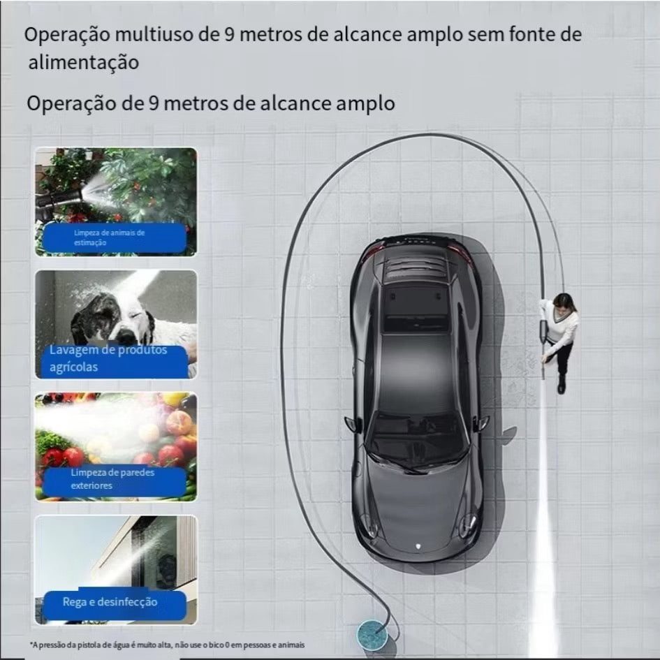 Lavadora de alta pressão sem fio portátil recarregáveis para carros e jardins pistola lava jato residencial Bivolt