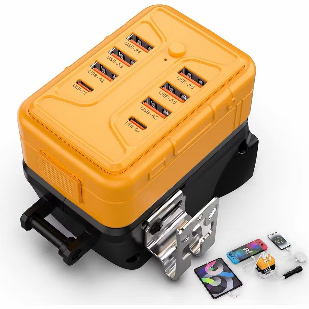 Inversor de Energia portátil compatível com bateria Dewalt 20v 8 portas para conversor de Energia Dewalt carregamento