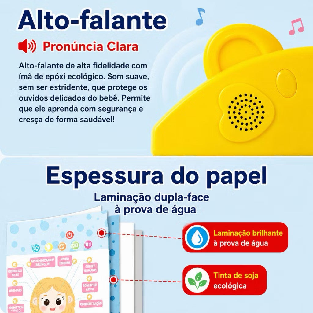 Meu E-Livro Educativo Bilíngue – Português e Inglês | Livro Sonoro Infantil Interativo