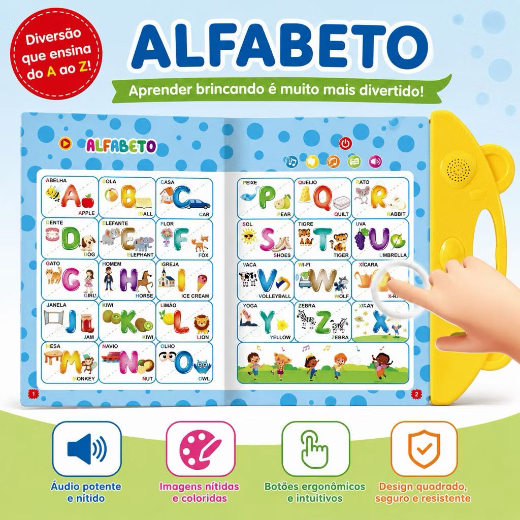 Meu E-Livro Educativo Bilíngue – Português e Inglês | Livro Sonoro Infantil Interativo