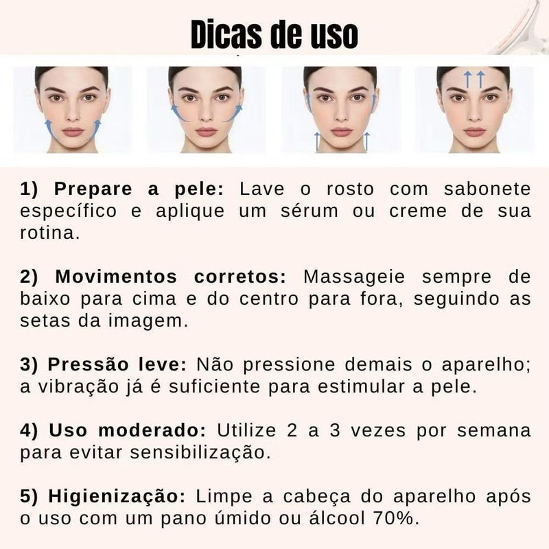 Massageador facial led, aparelho Anti-rugas para o rosto e pescoço, tratamento estético vibratório com luz
