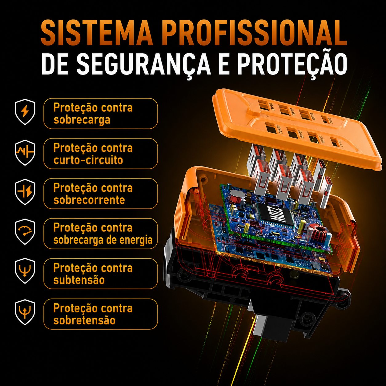 Inversor de Energia portátil compatível com bateria Dewalt 20v 8 portas para conversor de Energia Dewalt carregamento