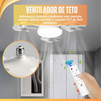 Ventilador de teto Lustre LED E27 silencioso com controle remoto 4 mini hélices integradas Bivolt