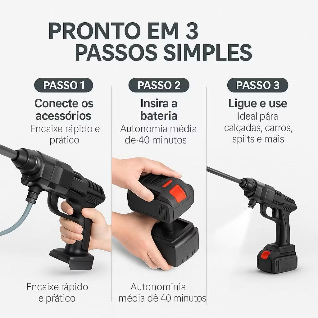 Lavadora de alta pressão sem fio portátil recarregáveis para carros e jardins pistola lava jato residencial Bivolt