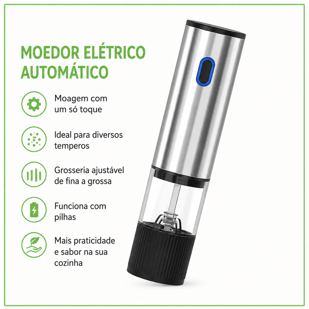 Moedor de pimenta automático recarregáveis ideal para cozinhar