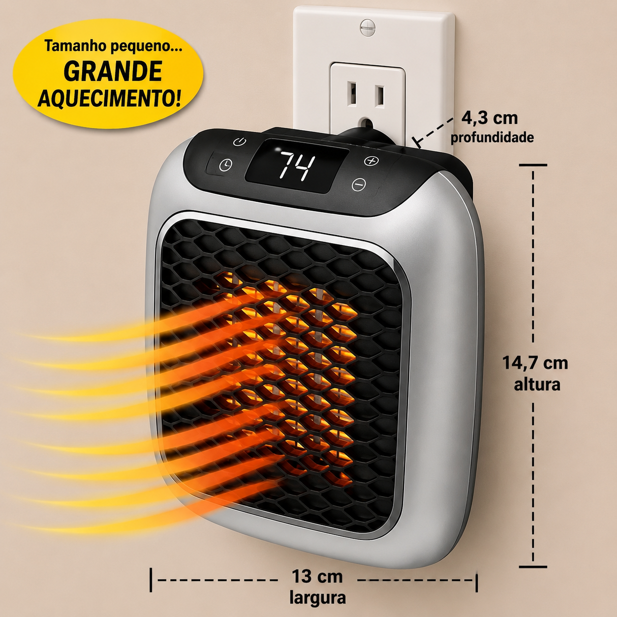 Mini aquecedor portátil de parede
