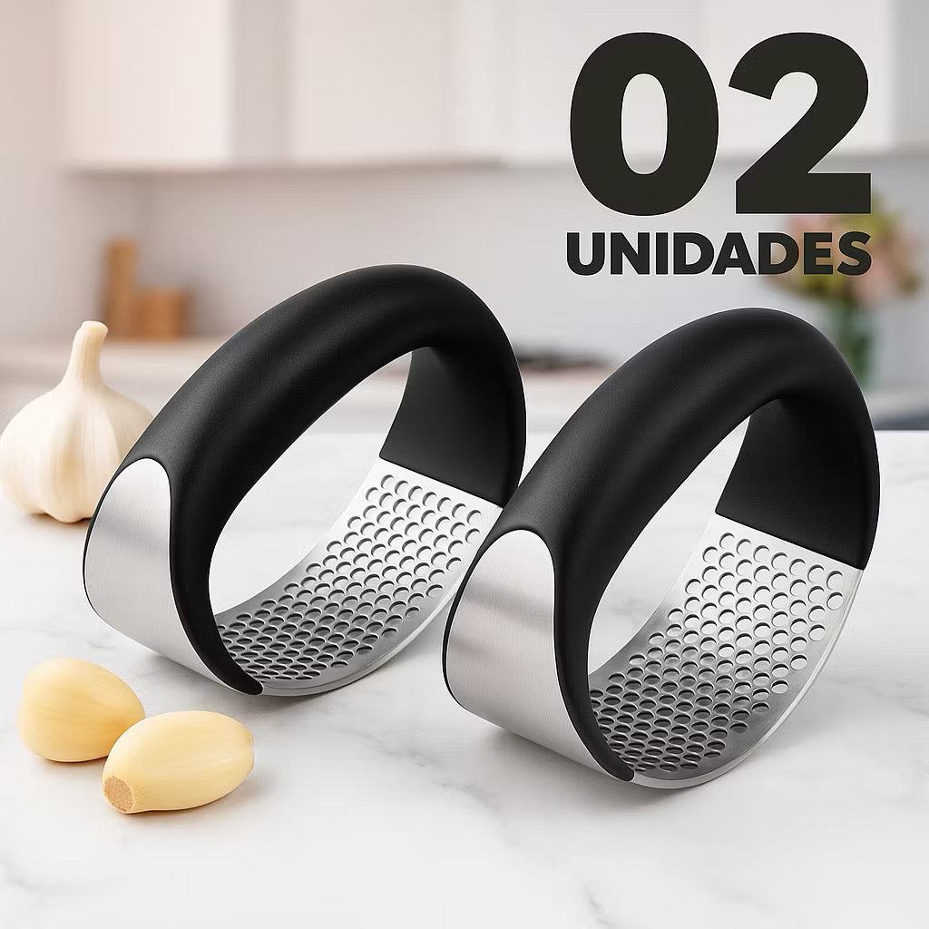 Amasse Alho em Segundos e Sem Fazer Sujeira! Com o Espremedor de Alho Inox