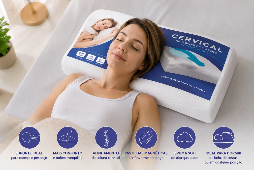 Travesseiro cervical ortopédico magnético com infravermelho terapêutico pillow anatômico anti ronco