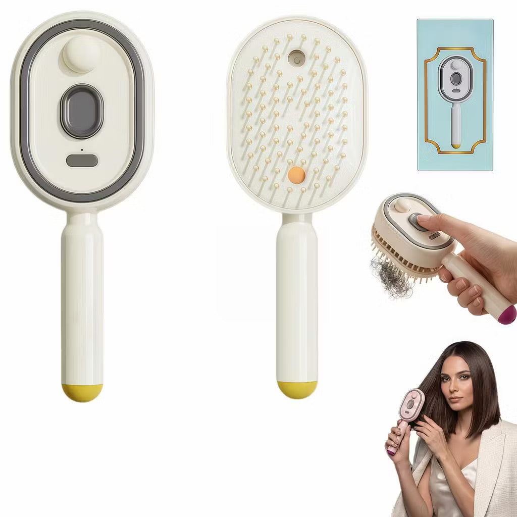 Escova de cabelo elétrica em spray de água, pente de massagem almofada de ar nano nebulização