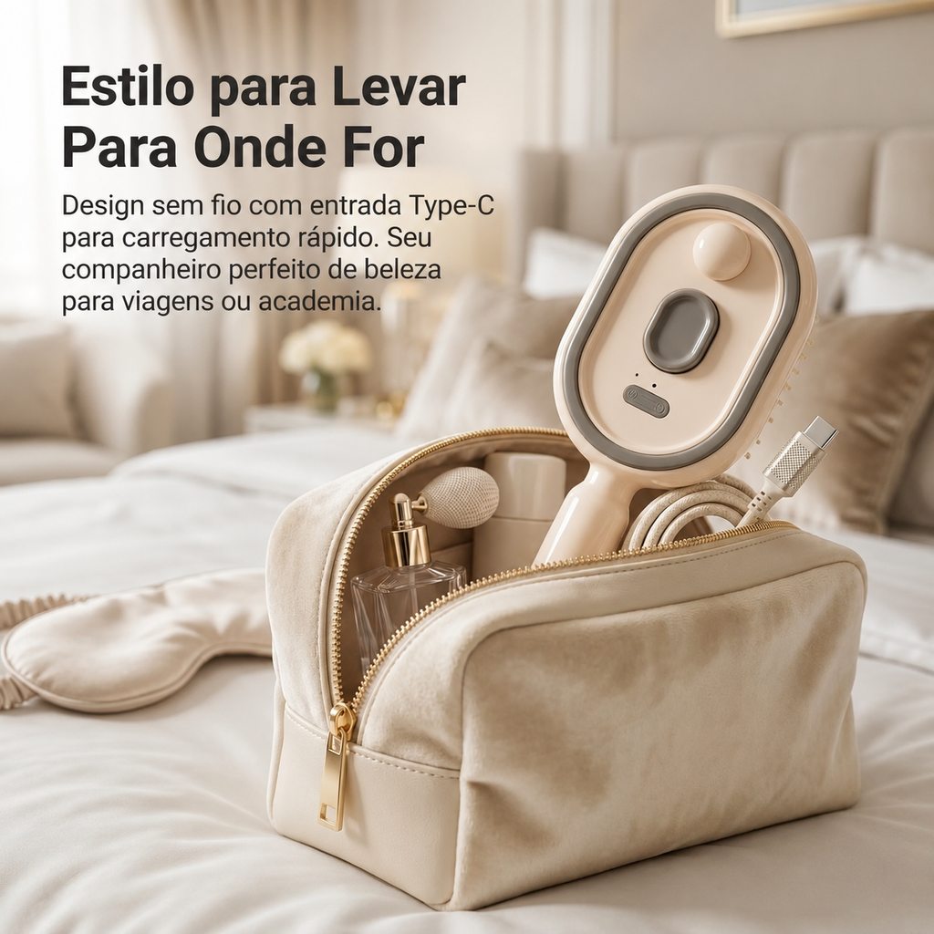 Escova de cabelo elétrica em spray de água, pente de massagem almofada de ar nano nebulização