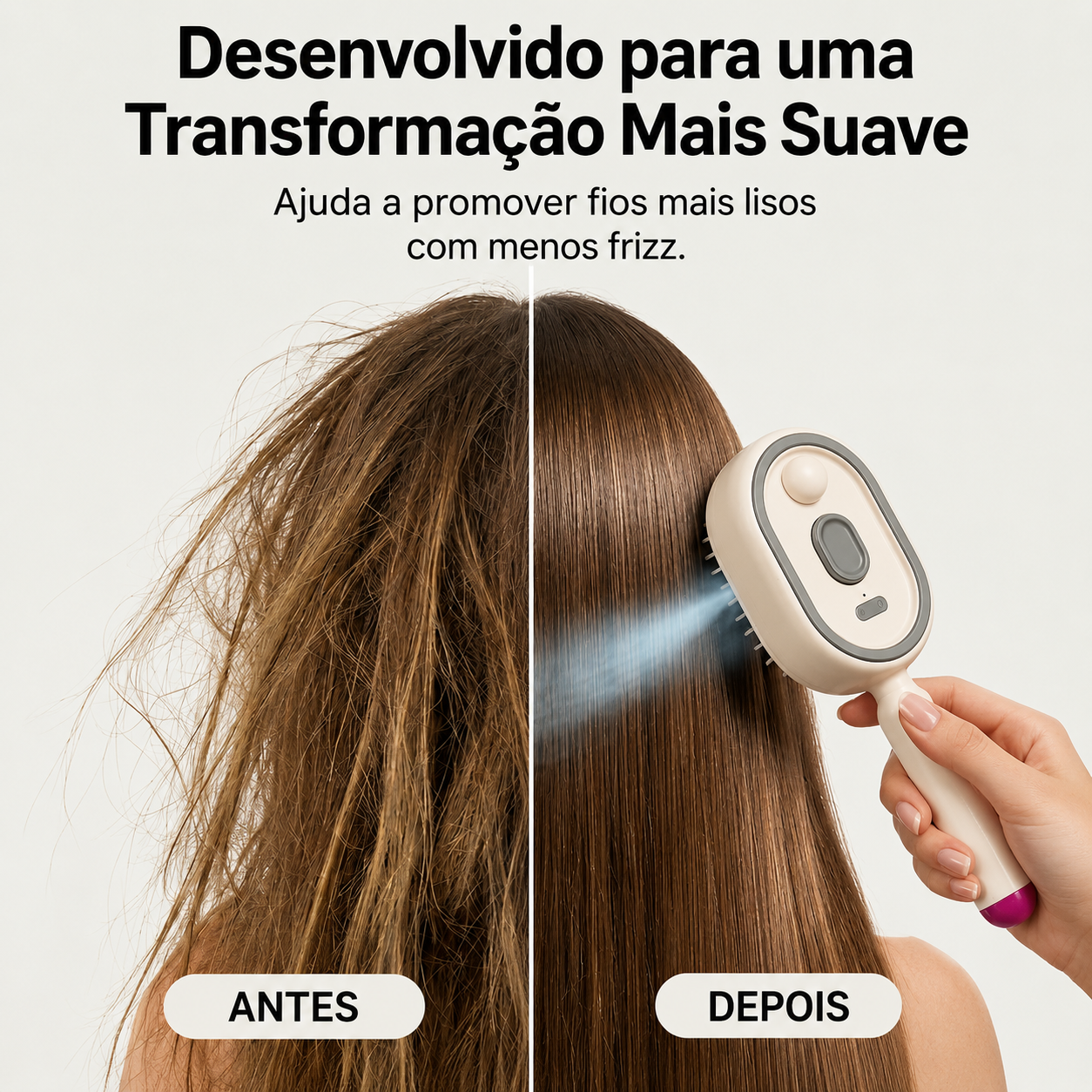 Escova de cabelo elétrica em spray de água, pente de massagem almofada de ar nano nebulização