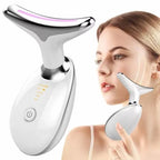 Massageador de pescoço e rosto Led vibração fototerapia para rejuvenescimento firmeza e anti-rugas