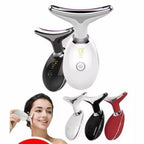 Massageador de pescoço e rosto Led vibração fototerapia para rejuvenescimento firmeza e anti-rugas