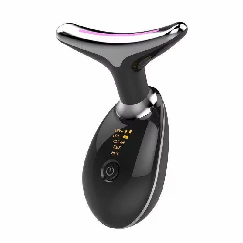 Massageador de pescoço e rosto Led vibração fototerapia para rejuvenescimento firmeza e anti-rugas
