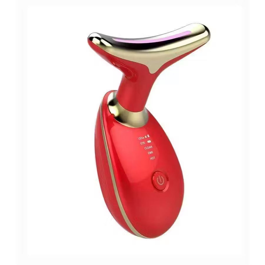 Massageador de pescoço e rosto Led vibração fototerapia para rejuvenescimento firmeza e anti-rugas