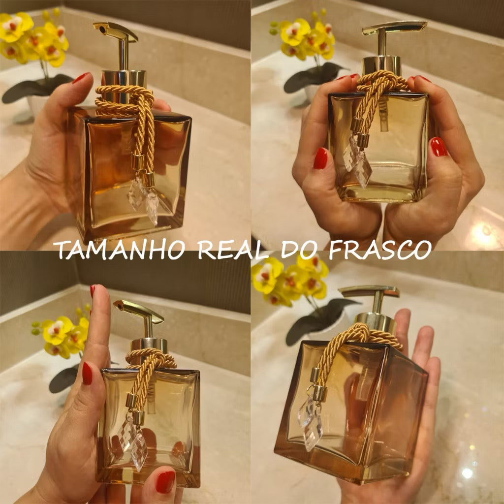 Kit lavabo vidro 250ml completo luxo com bandeja