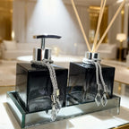Kit lavabo vidro 250ml completo luxo com bandeja