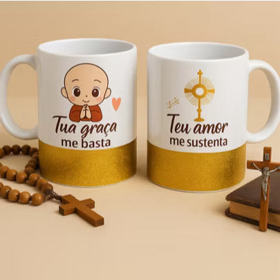 “A caneca perfeita para suas madrugadas de oração com Frei Gilson.”