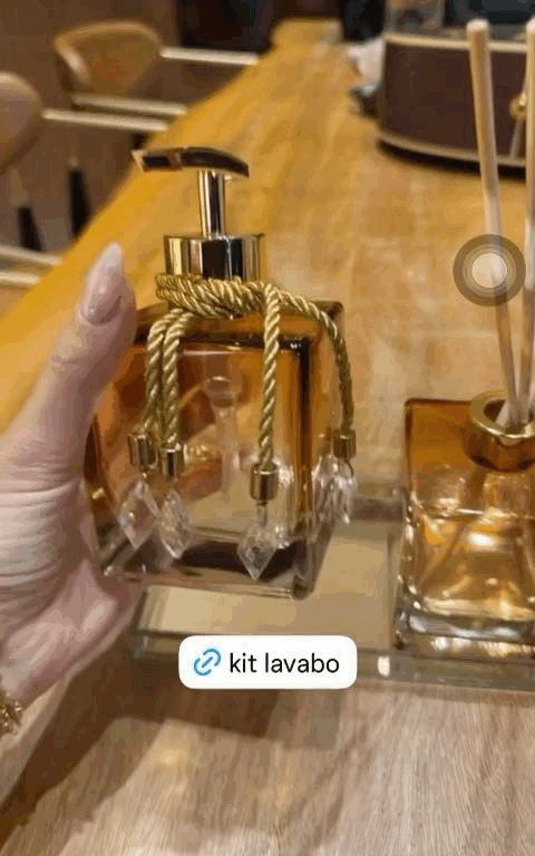 Kit lavabo vidro 250ml completo luxo com bandeja