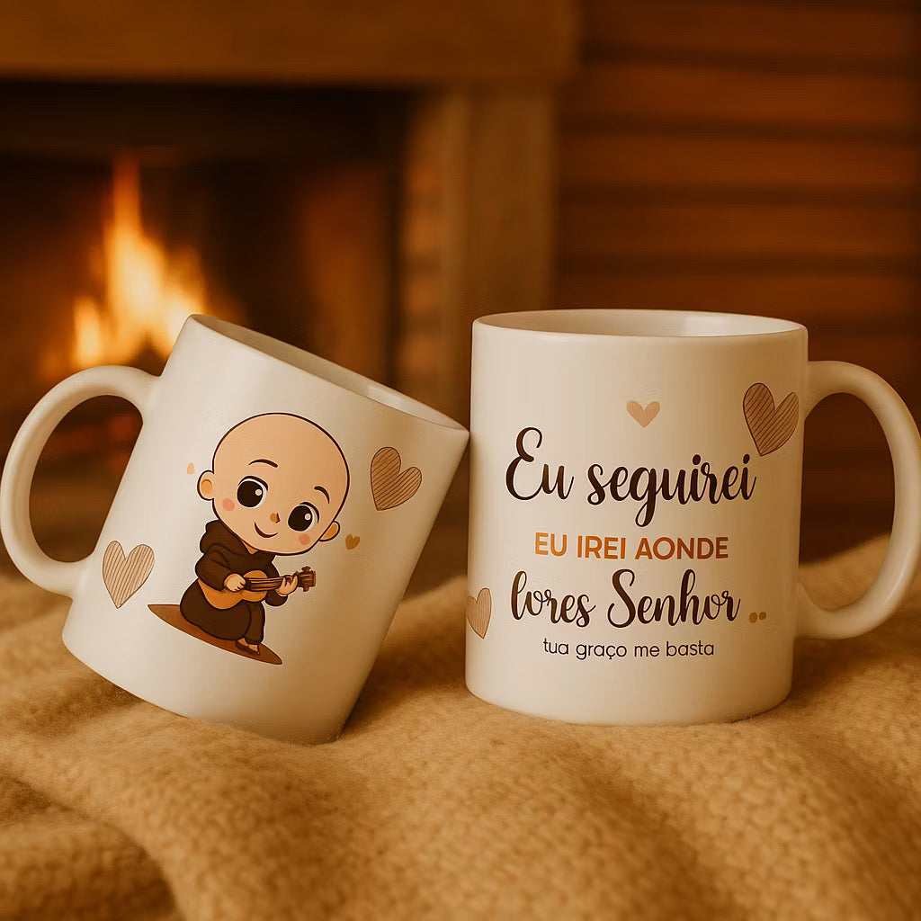 “A caneca perfeita para suas madrugadas de oração com Frei Gilson.”