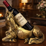 Suporte de Vinho Cavalo Dourado em Resina Luxo