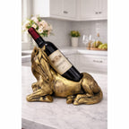 Suporte de Vinho Cavalo Dourado em Resina Luxo