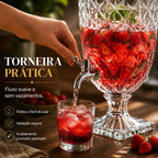 Dispenser de suco de vidro 5/3 litros com torneira jarra de cristal diamante com tampa