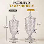 Dispenser de suco de vidro 5/3 litros com torneira jarra de cristal diamante com tampa