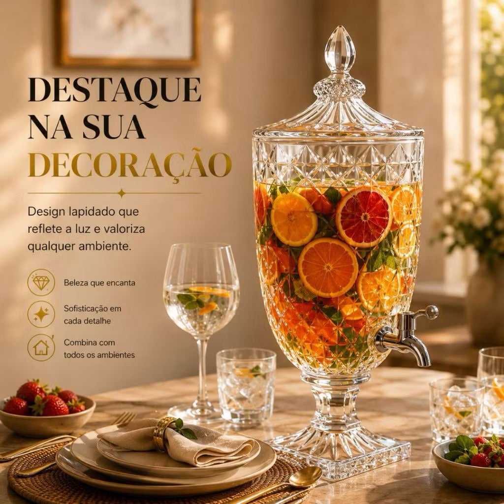 Dispenser de suco de vidro 5/3 litros com torneira jarra de cristal diamante com tampa